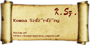 Komsa Szörény névjegykártya